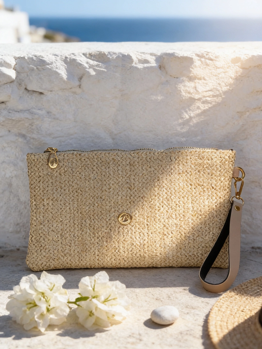 Hasır Dokulu Bilekten Askılı Clutch Çanta - Görsel 2